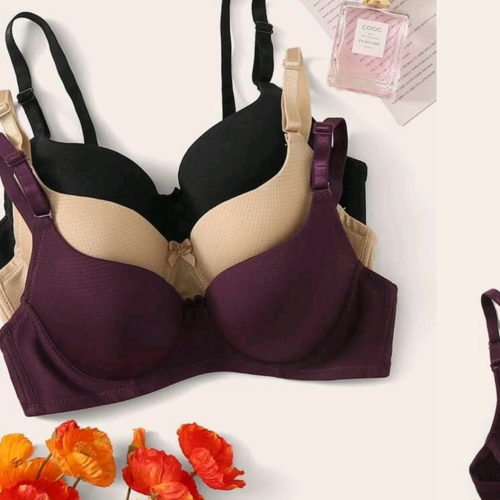 3 Pack Solid Underwire Bra Set